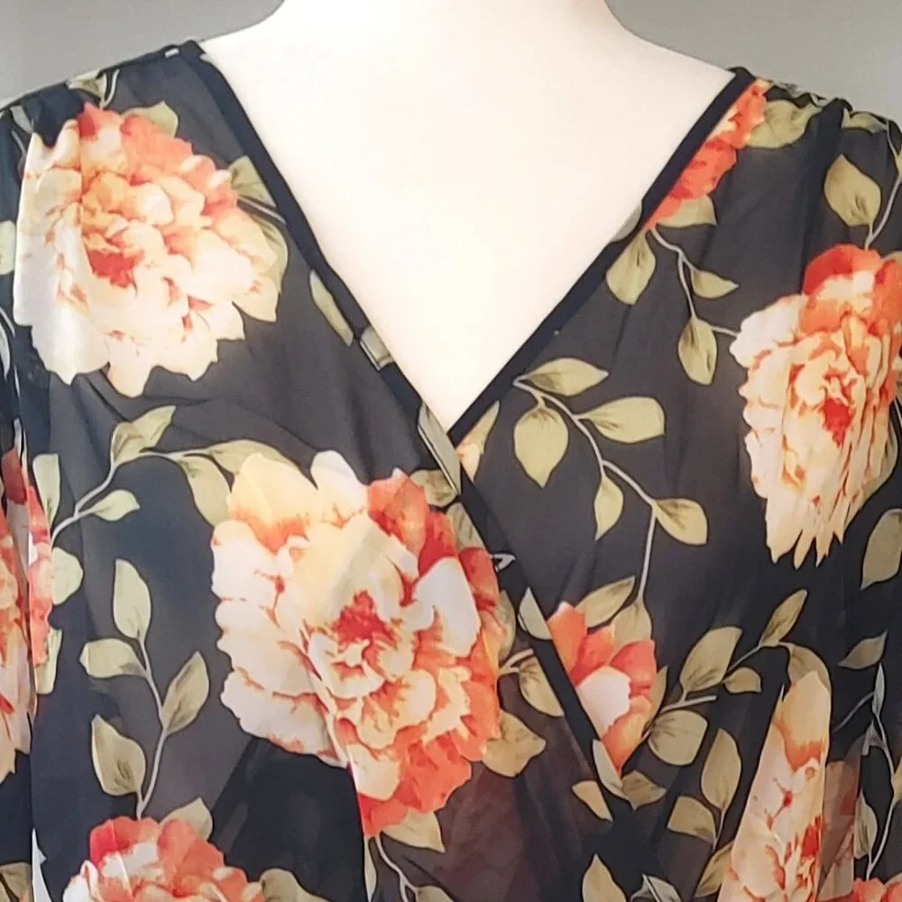 LIBERTY LOVE Black Floral Dress - Size Medium - Picture 2 of 5
